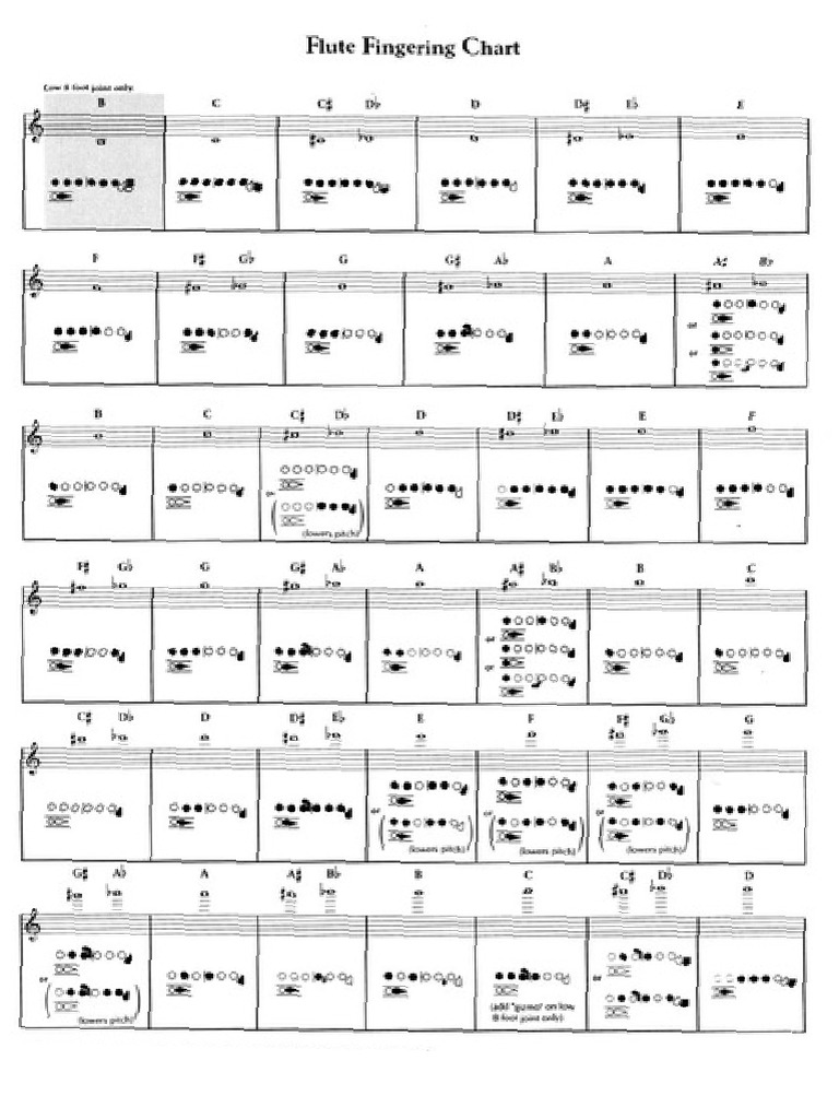Flute Fingering Chart PDF | PDF