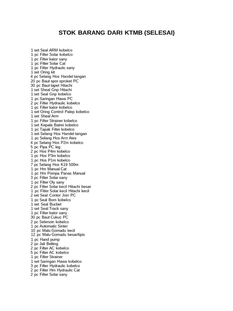 Stok Barang KTMB Selesai Bold Title | PDF