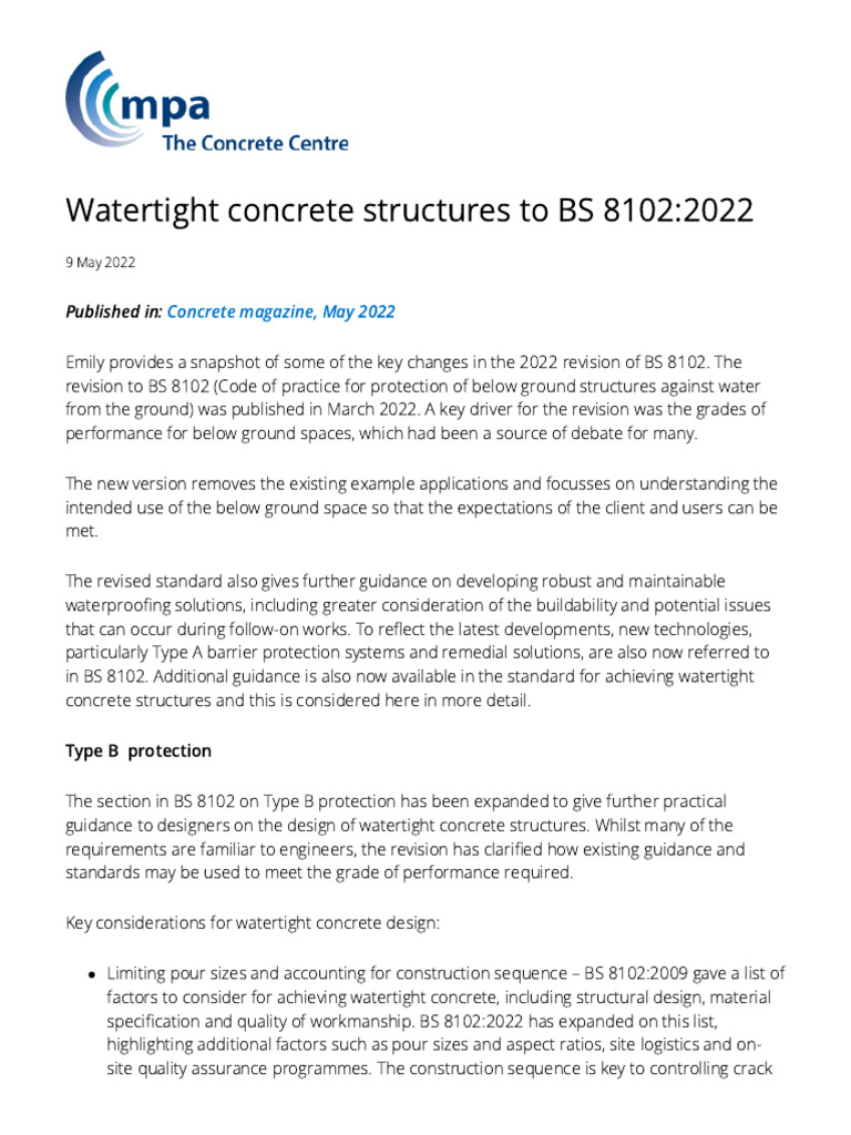 Key Updates in BS 8102:2022 Revision | PDF | Basement | Concrete