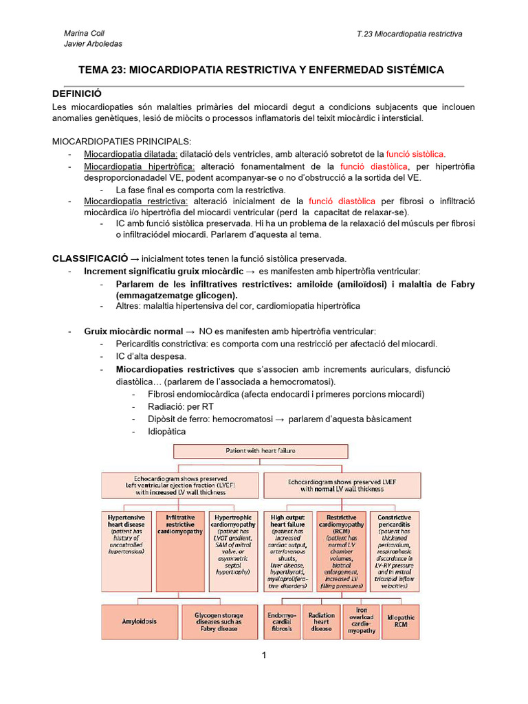 TEMA 23. Miocardiopatia Restrictiva | PDF