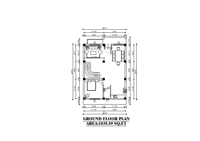 Ground Floor Plan Dimensions and Area | PDF