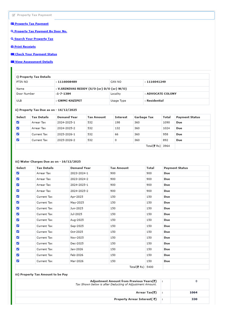 Property Tax Payment Details Online | PDF | Taxes | Public Finance