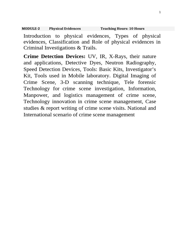 Module 2 CRIME SCENE MANAGEMENT- Forensic Science | PDF | Crime Scene ...