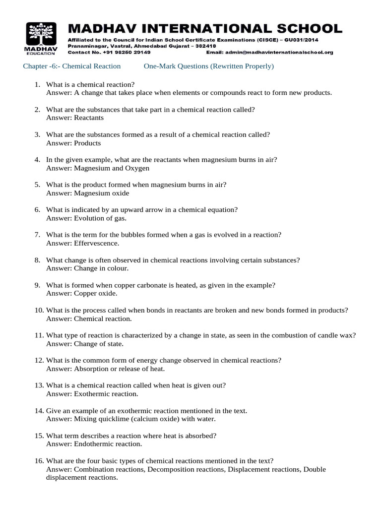 8th ch-6 | PDF | Chemical Reactions | Oxide