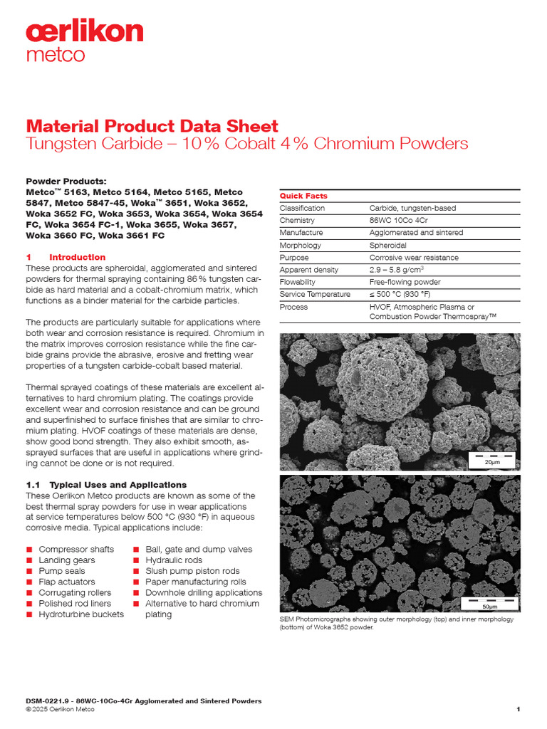 Dsm-0221 86wc10co4cr Aggsint | PDF | Physical Sciences | Materials