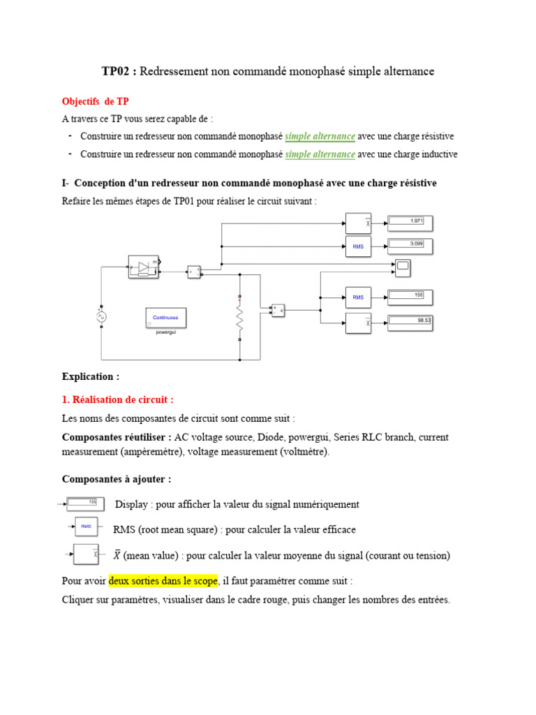 Redressement Monophasé Simple Alternance PDF Redresseur — free download