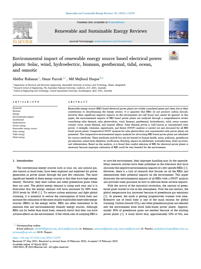 Environmental Impact of Renewable Energy Source Based Electrical Power ...