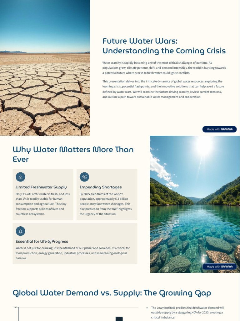 Future Water Wars: Crisis and Solutions | PDF | Water Scarcity | Earth ...