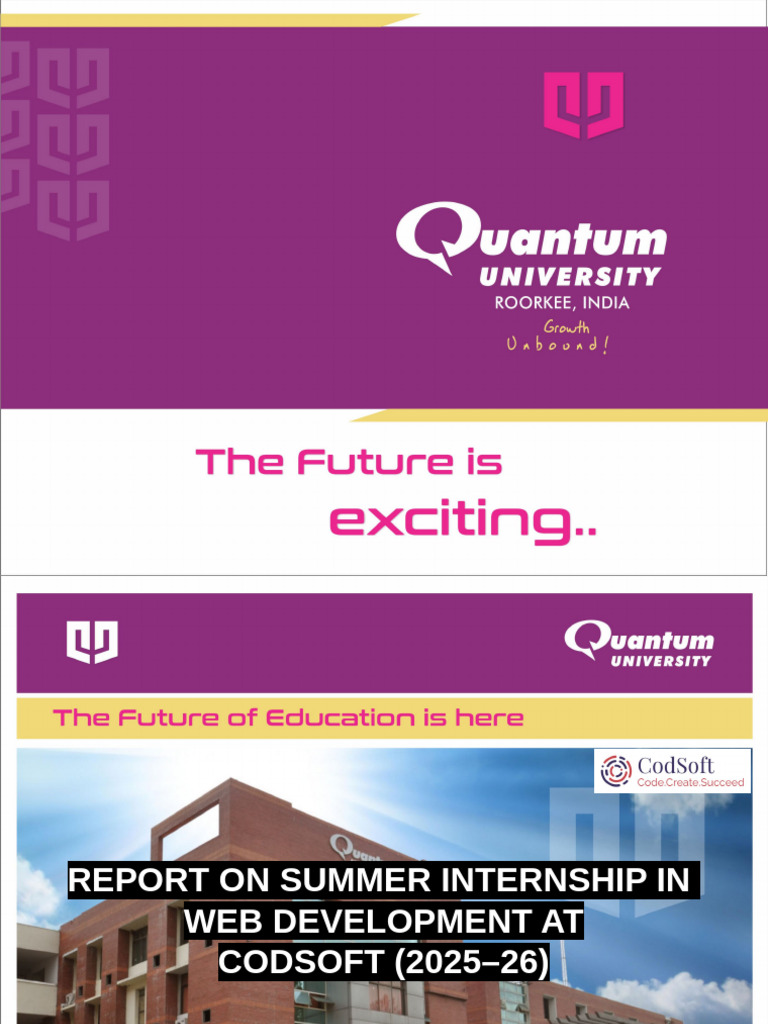 Summer Web Development Internship Report | PDF | World Wide Web ...