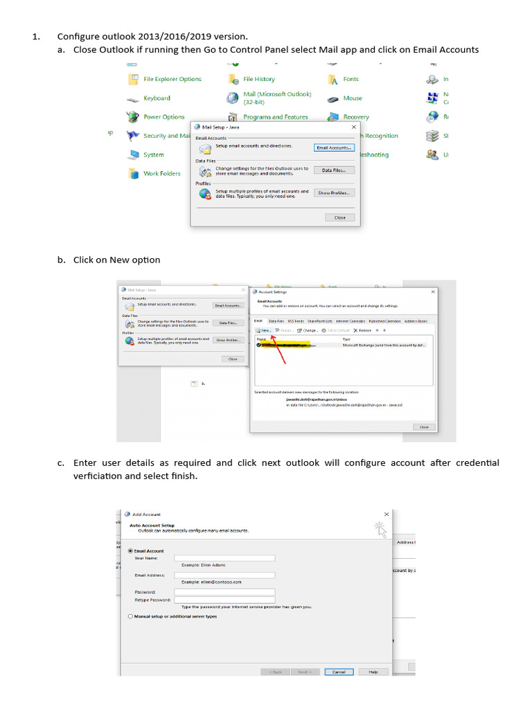 Configure Outlook 2013-2019 Setup Guide | PDF