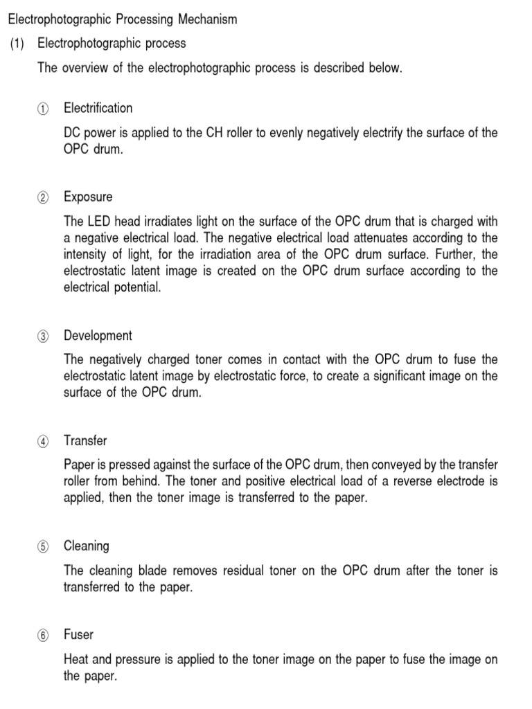 Electrophotographic Process Overview | PDF