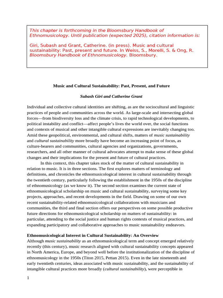 Music Sustainability and Cultural Identity | PDF | Sustainability ...