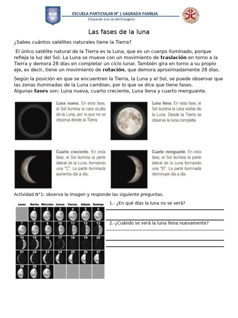 Fases de la Luna y su Ciclo Lunar | PDF