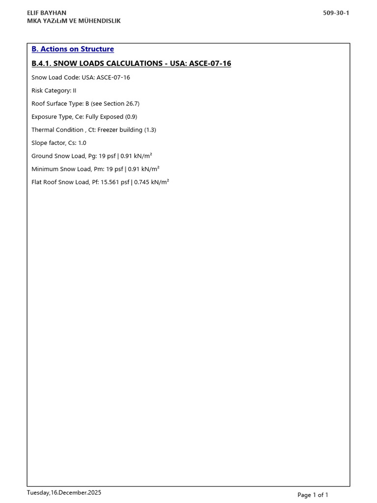 Snow Load Calculations ASCE-07-16 | PDF