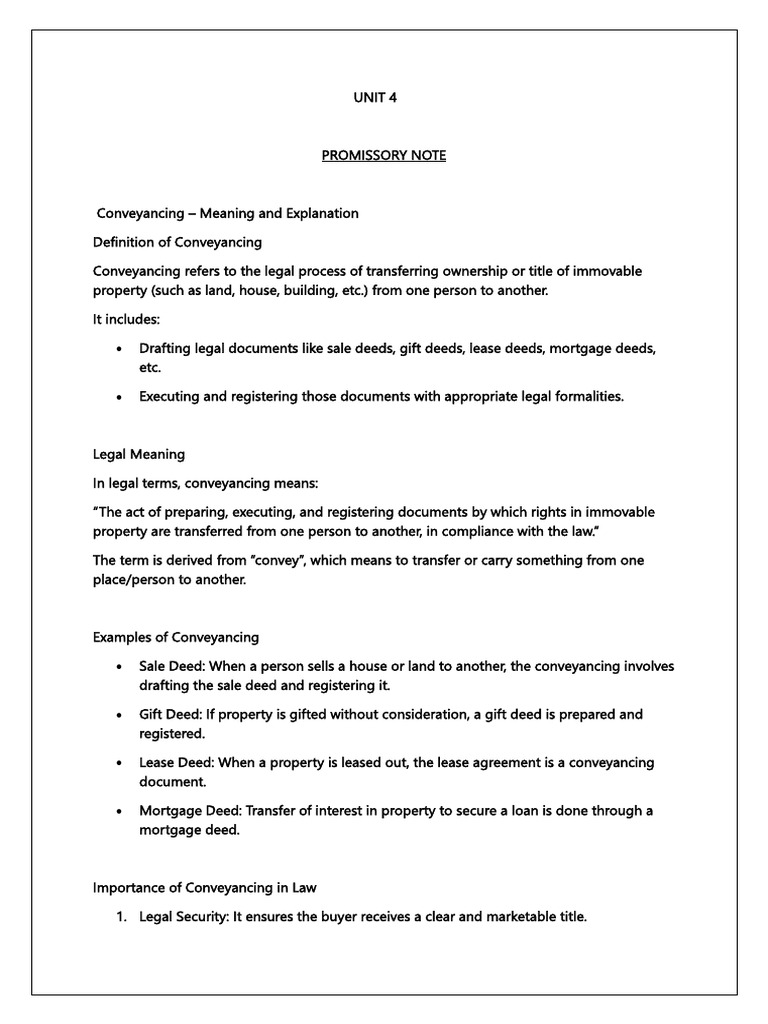 Understanding Promissory Notes and Conveyancing | PDF | Negotiable ...