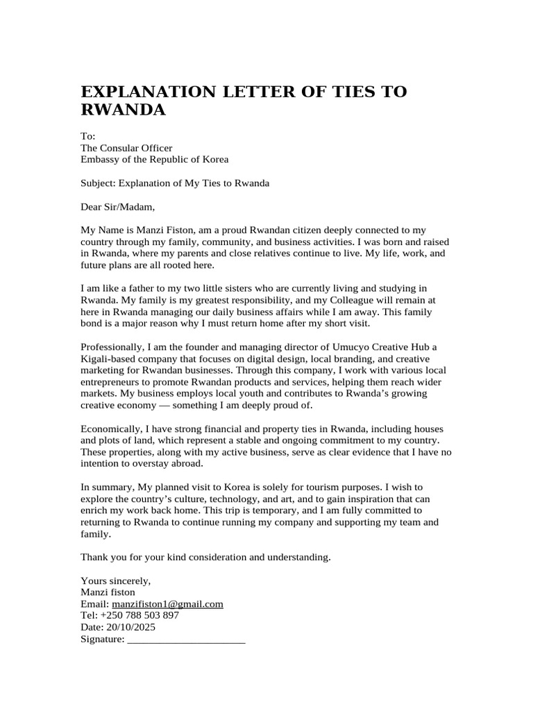Ties to Rwanda: Manzi Fiston's Commitment | PDF