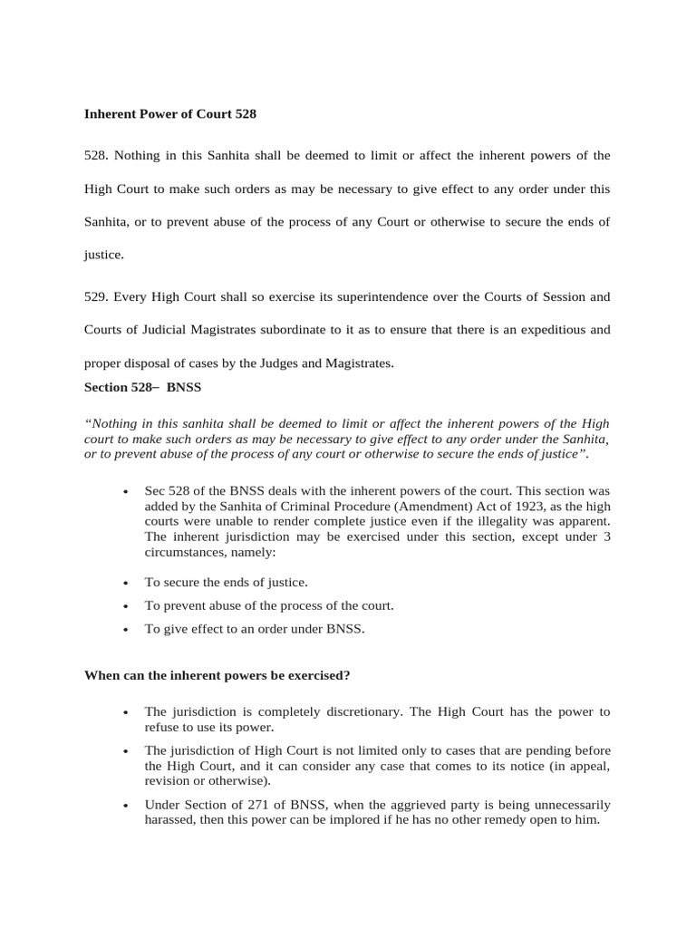 Inherent Powers of High Court Explained | PDF | Judge | Supreme Court ...