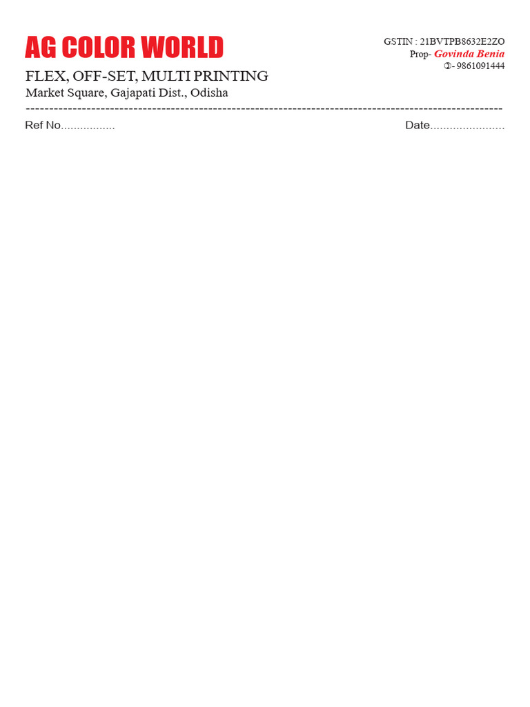 AG Color World: Multi Printing Services | PDF