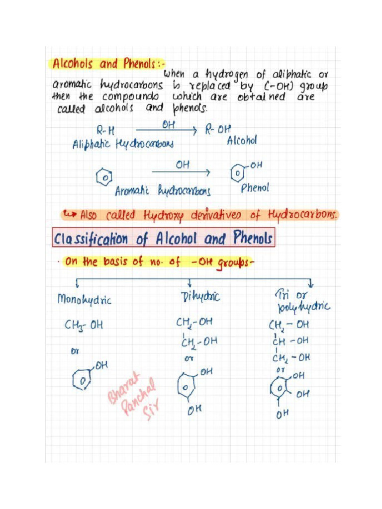 Alcohol, Phenol and Ether Notes | PDF