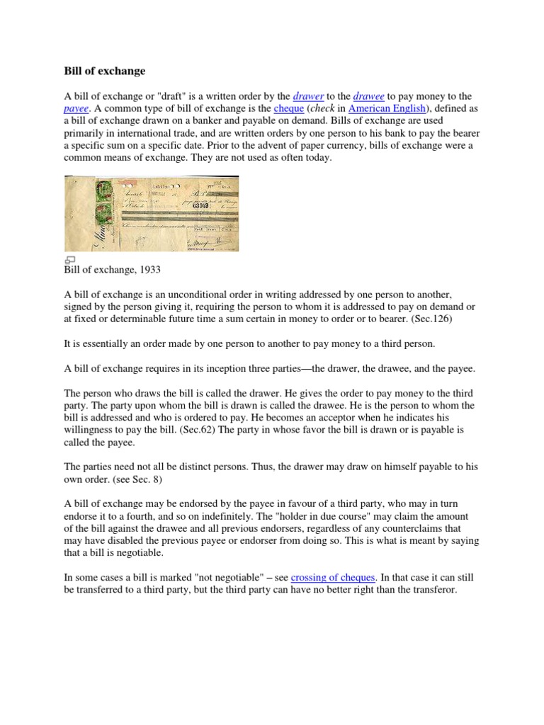 Bill Of Exchange Negotiable Instrument Financial Technology