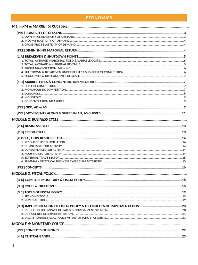 Economics: Market Structures & Policies | PDF | Fiscal Policy | Inflation