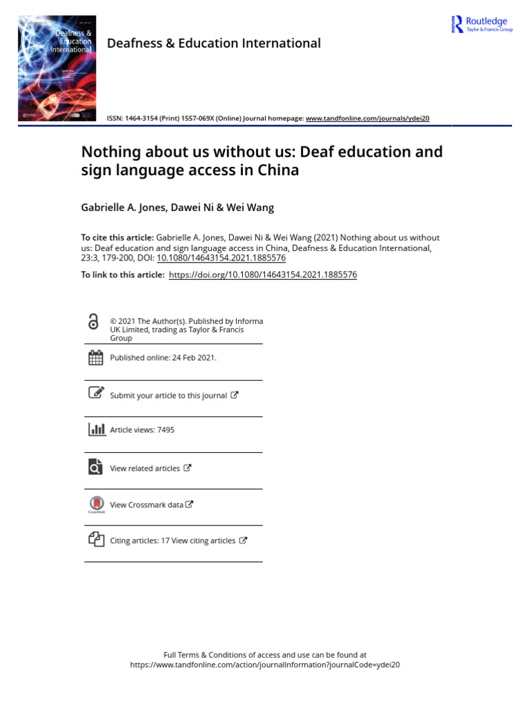 Nothing About Us Without Us Deaf Education and Sign Language Access in ...
