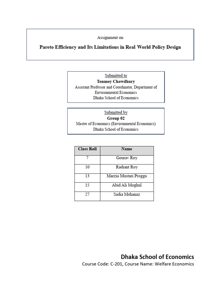 Pareto Efficiency in Policy Design | PDF | Welfare Economics | Pareto ...