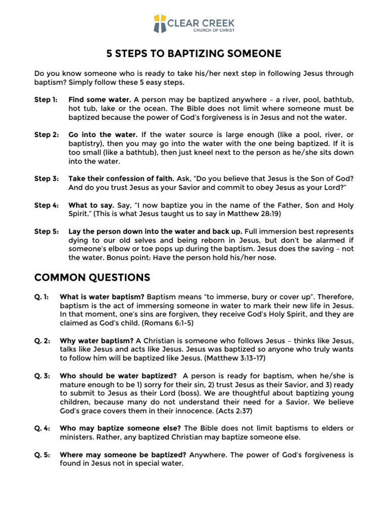 5 Steps for Baptizing Someone | PDF | Baptism | Jesus
