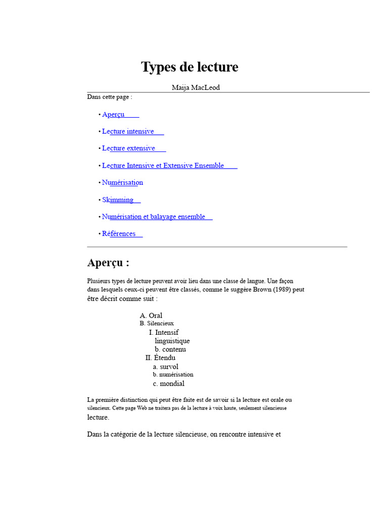 Types de lecture en classe de langue | PDF | Communication humaine