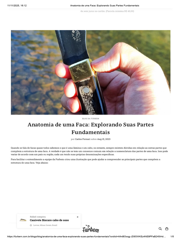 Anatomia das Facas: Partes Essenciais | PDF | Faca
