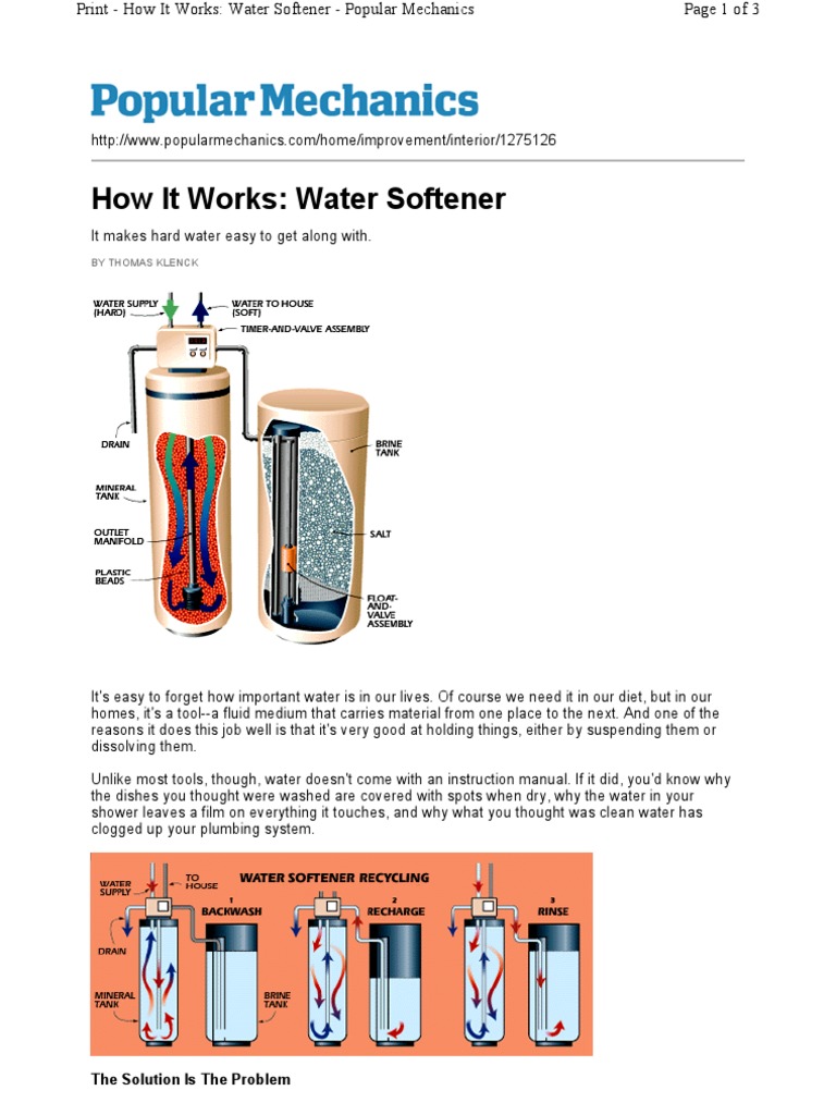 Water Softener Water Chemistry