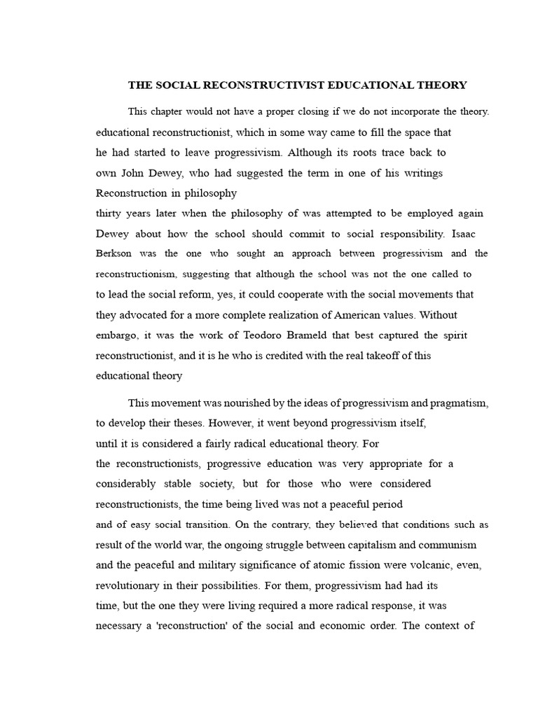 Understanding Social Reconstructionism | PDF | Progressivism | Pragmatism