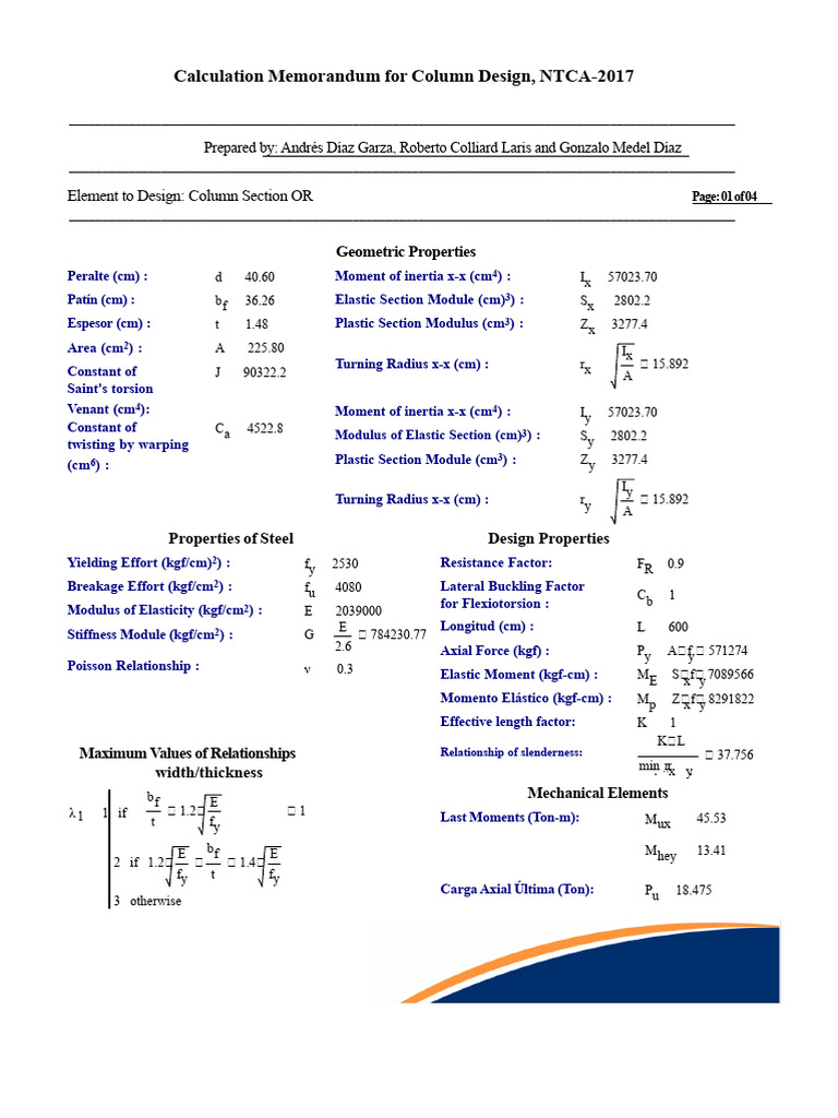 Column Design Calculation NTCA-2017 | PDF | Buckling | Mechanical ...