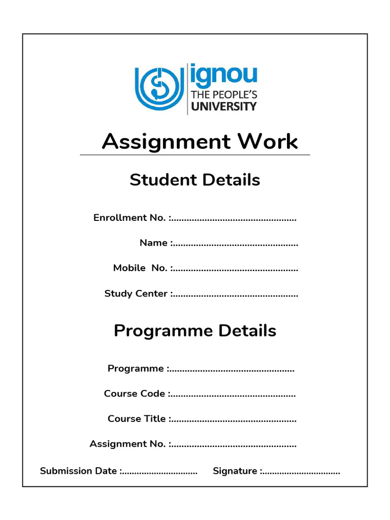Ignou Assignment First Page Ignouassignmentguru GURUji | PDF