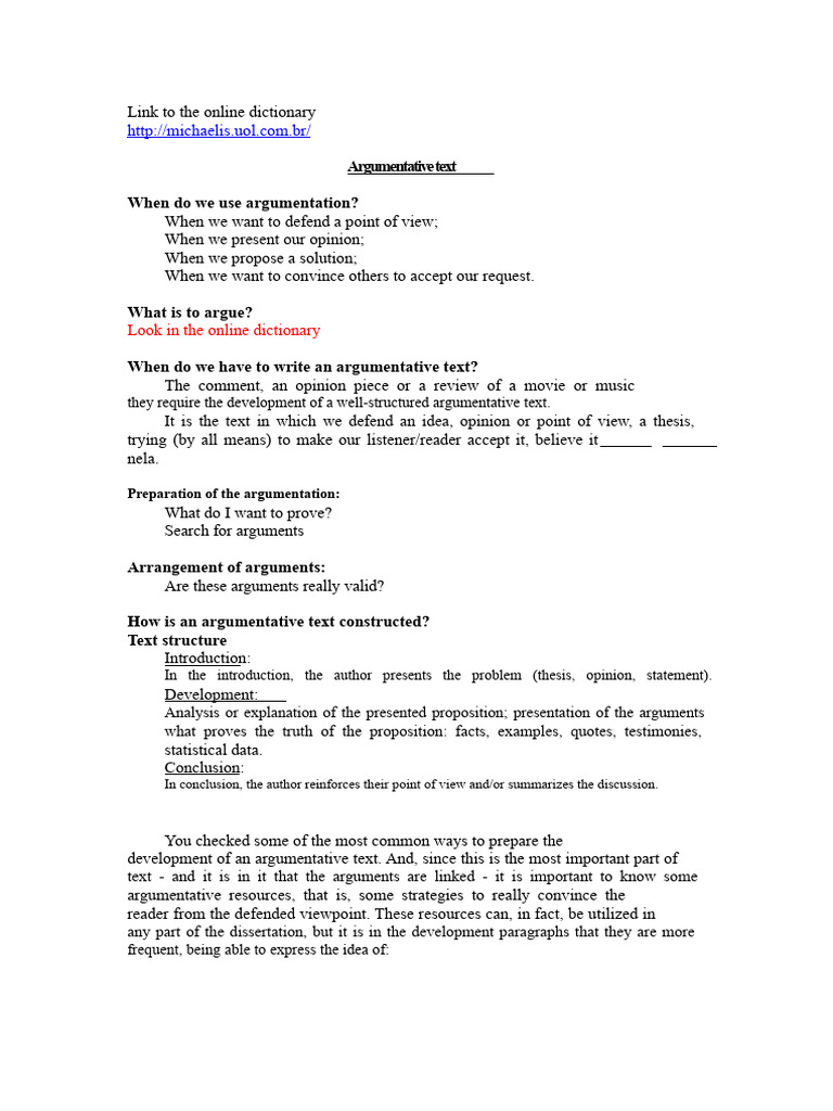 Guide to Writing Argumentative Texts | PDF | Argument | Microsoft
