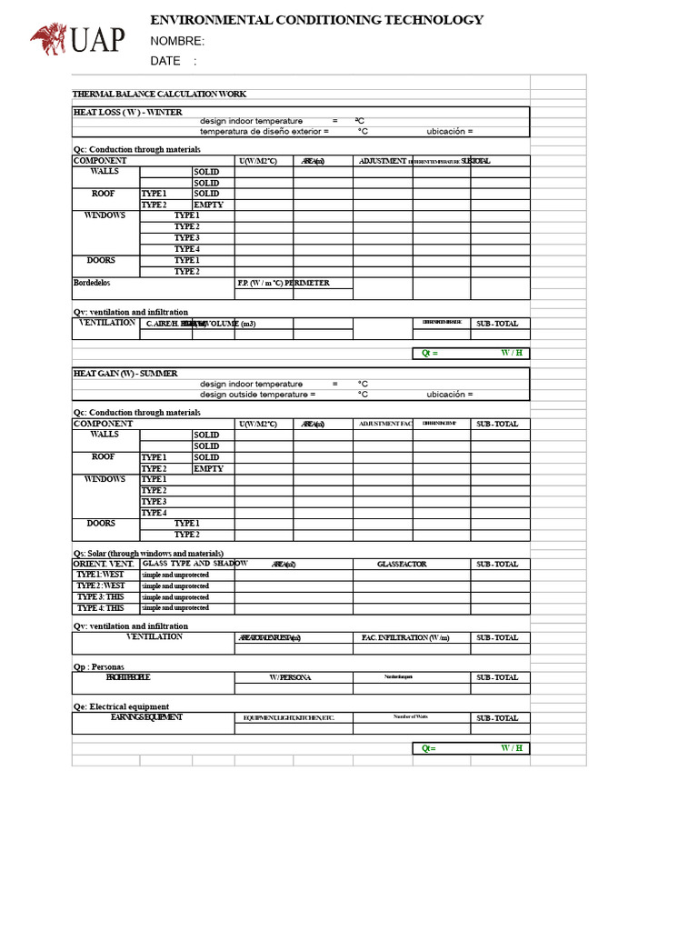 Thermal Balance Calculation Guide | PDF | Wall | Concrete