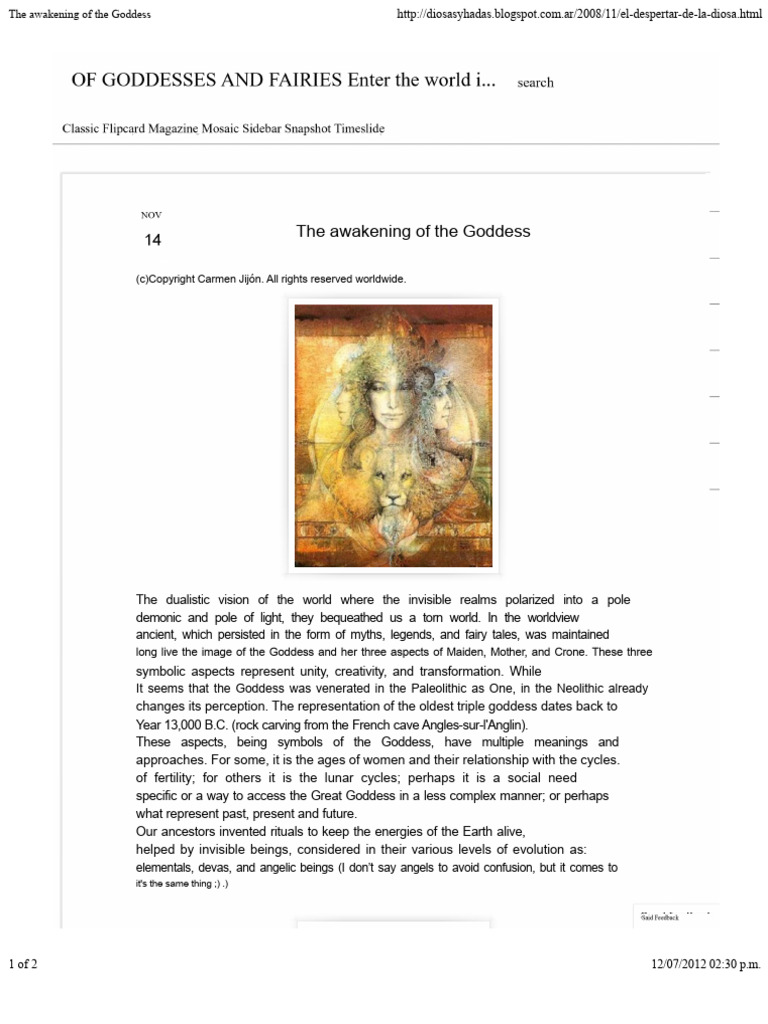 The Awakening of The Goddess | PDF | Goddess | Mythology