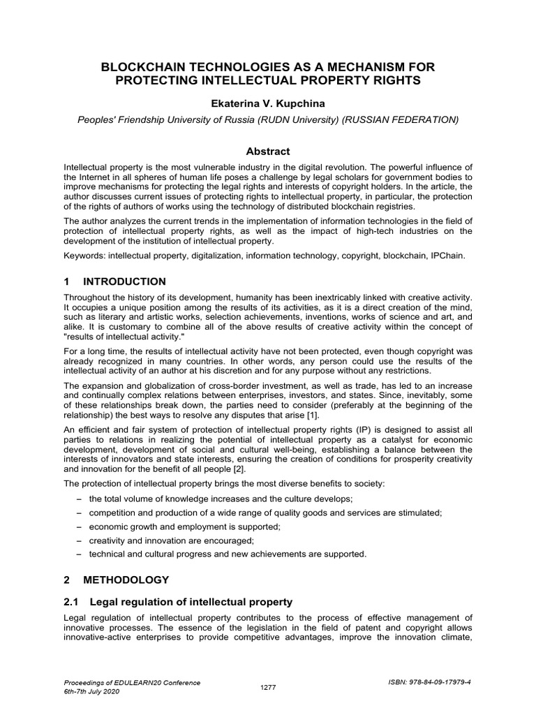 Blockchain for Intellectual Property Protection | PDF | Intellectual ...