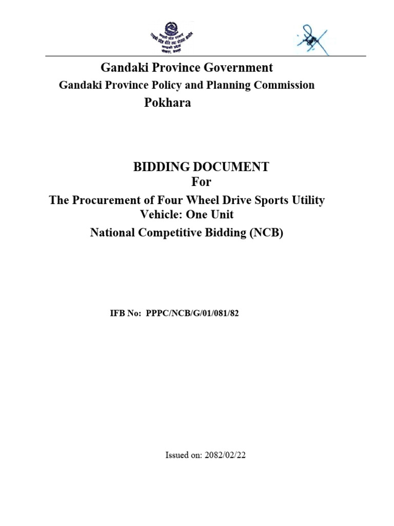 NCB Bidding Document for SUV Procurement | PDF | Prices | Value Added Tax