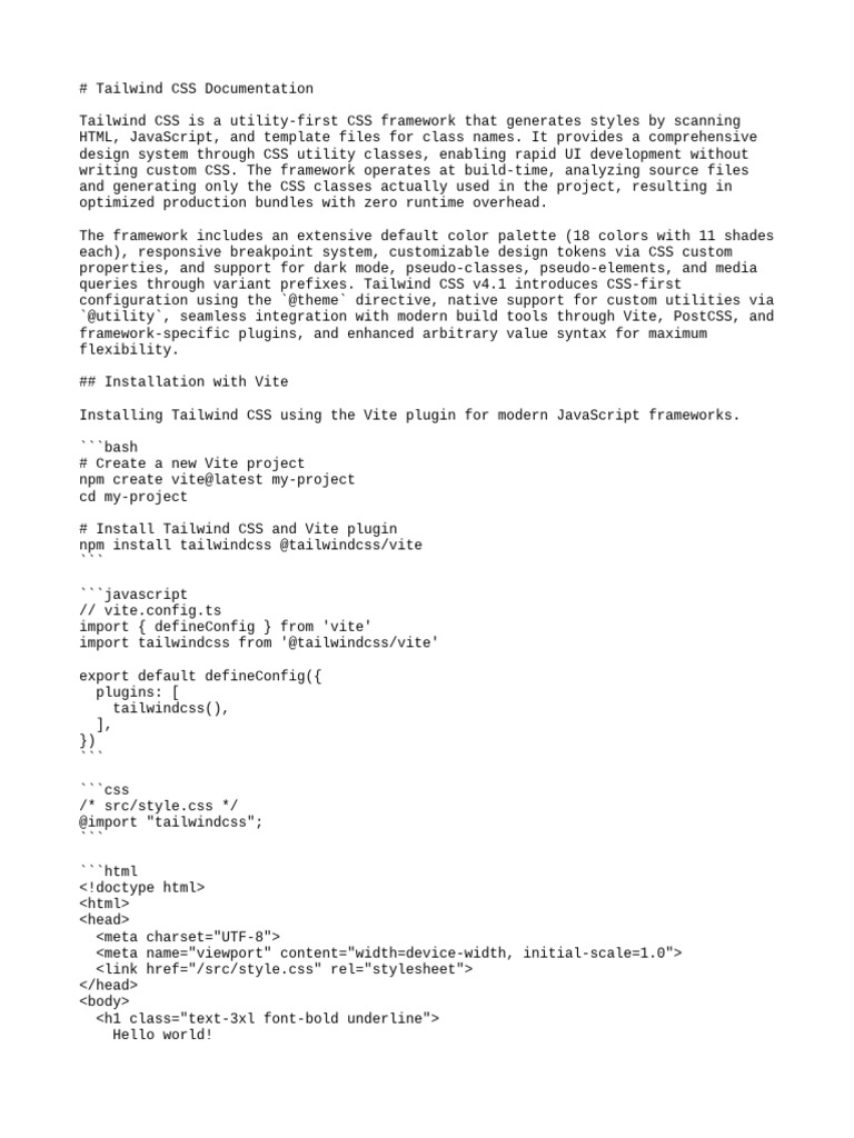 Tailwind CSS Framework Guide | PDF | Computing | Software Development