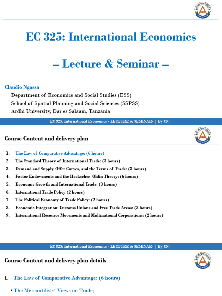 International Economics Course Overview | PDF | Comparative Advantage ...