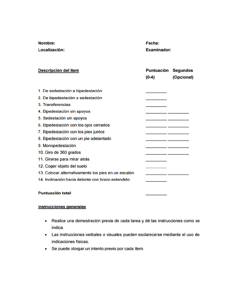 Versión española de la Pediatric Balance Scale | PDF