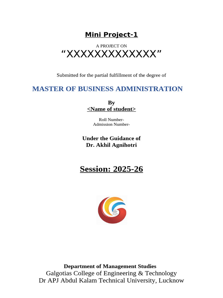 MBA Mini Project Report Template | PDF