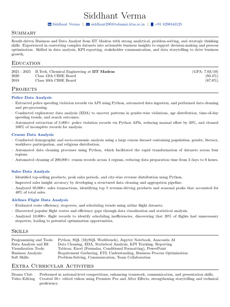 Business and Data Analyst Profile | PDF | Data Analysis | Data