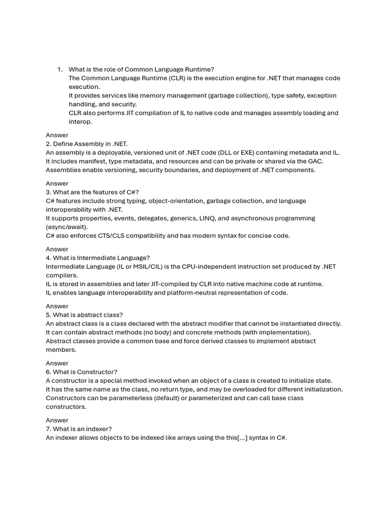 Understanding .NET Concepts and Features | PDF | Class (Computer ...