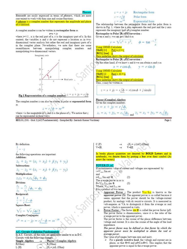 A.C. Circuit Phasor Fundamentals | PDF | Ac Power | Electrical Impedance