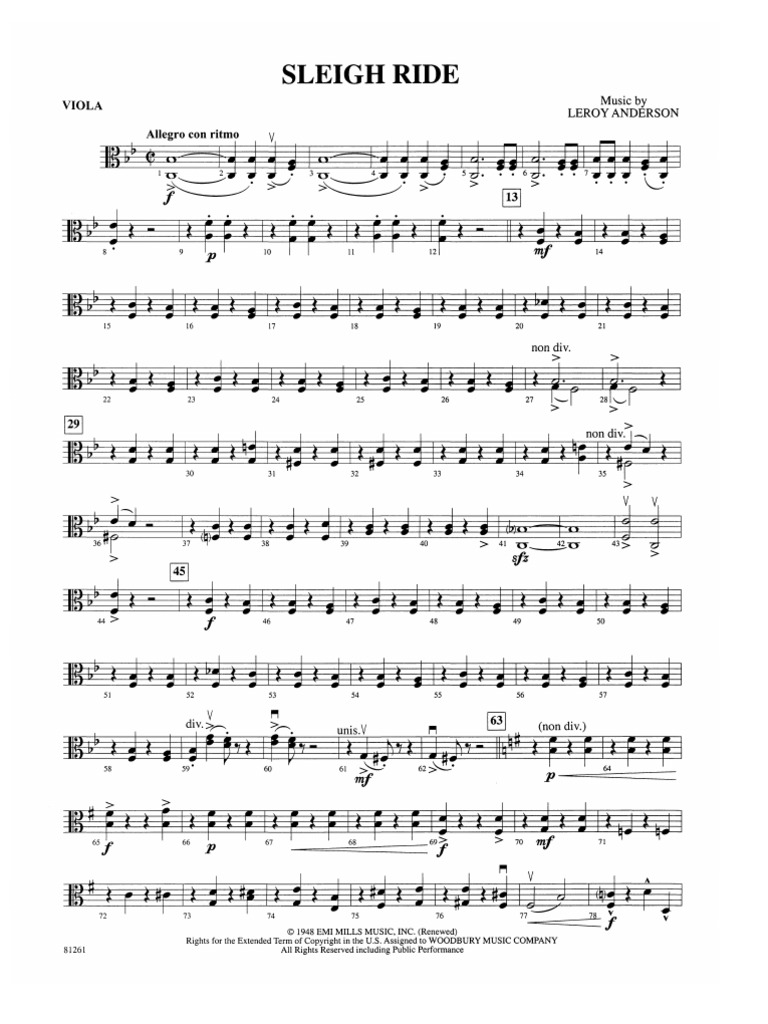 Sleigh Ride - Viola | PDF