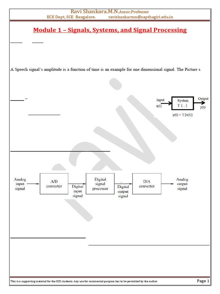 Introduction to Signals and Systems | PDF | Digital Signal | Stochastic ...