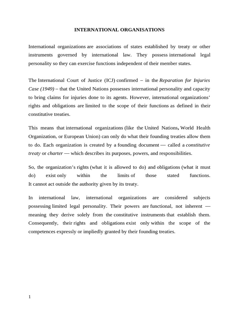Overview of International Organizations | PDF | United Nations Security ...