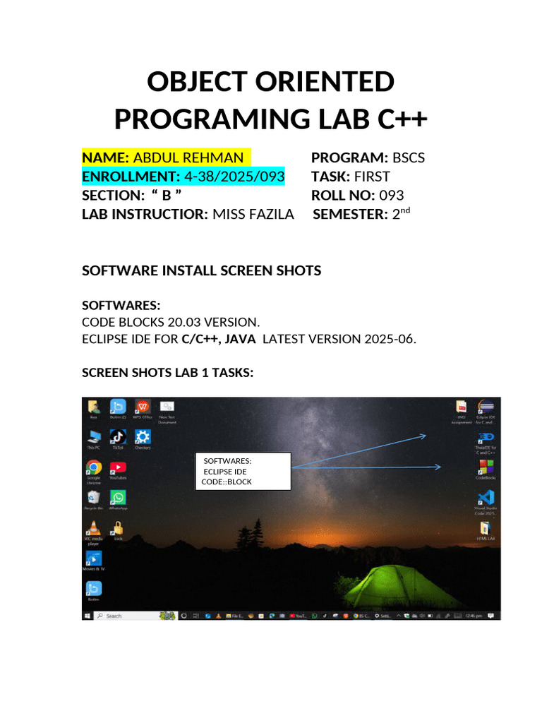 OOP Lab Tasks in C++ and Java | PDF | Integrated Development ...